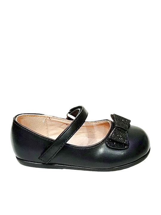 Kids Anatomic Ballerinas with Hoop & Loop Closure Black