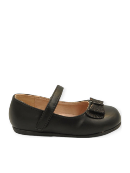 Kids Anatomic Ballerinas with Hoop & Loop Closure Black