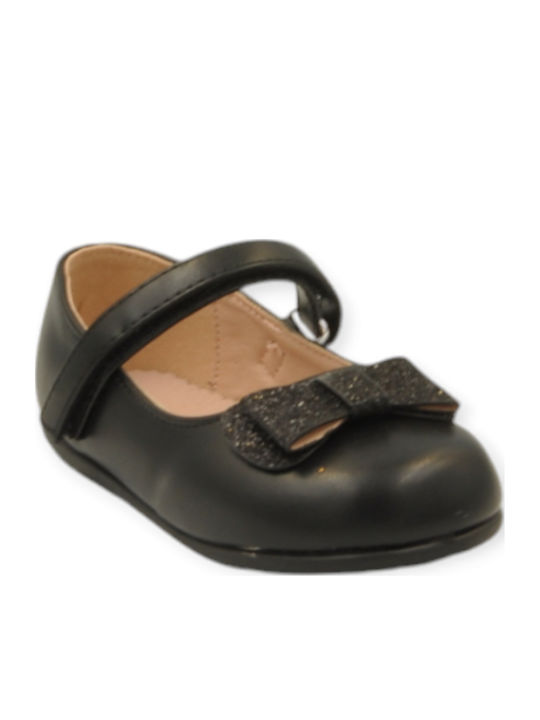 Kids Anatomic Ballerinas with Hoop & Loop Closure Black