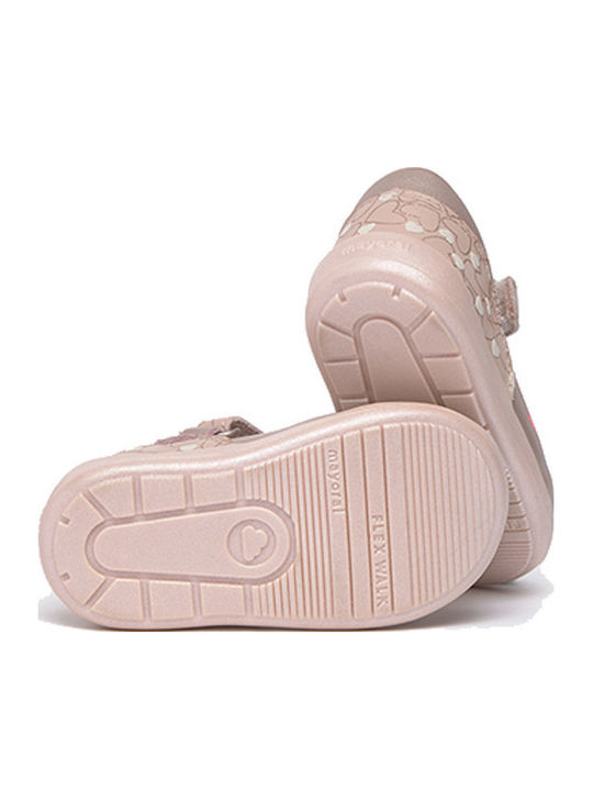 Kids Leather Ballerinas Ballet flat with Hoop & Loop Closure Pink