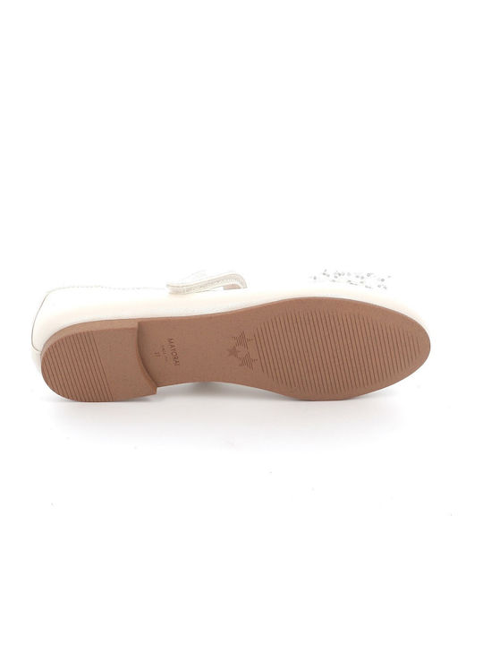 Kids Anatomic Ballerinas with Elastic Strap White
