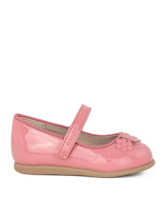 Παιδικές Μπαλαρίνες mit Bügel- und Schleifenverschluss Lackleder Rosa