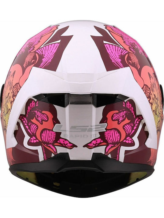 LS2 FF820 Rapid III Poppies II Gloss White/Pink Κράνος Μηχανής Full Face ECE 22.06 1350gr