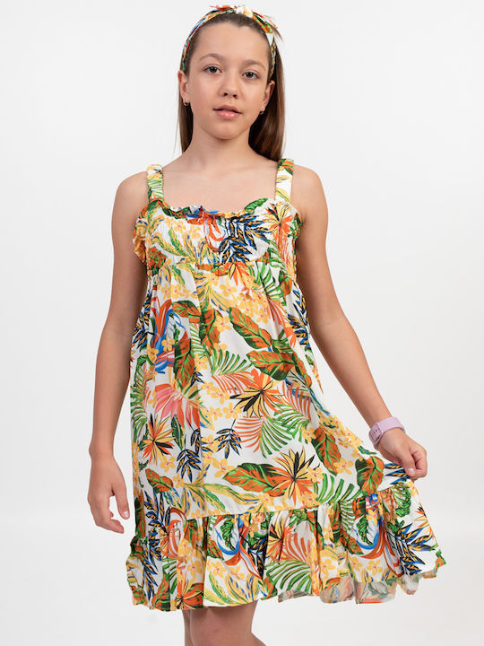 Children's Dress Sleeveless Floral Set with Accessories Multicolour