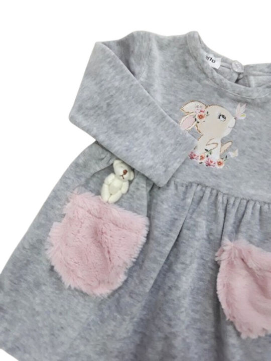 Evita Children's Dress Velvet Melange Pink