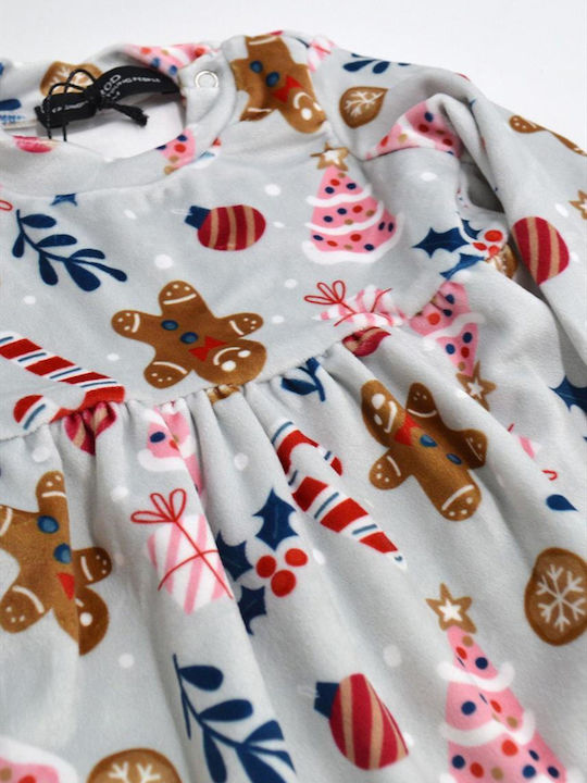 Kinderkleid Langärmelig Samt Gray