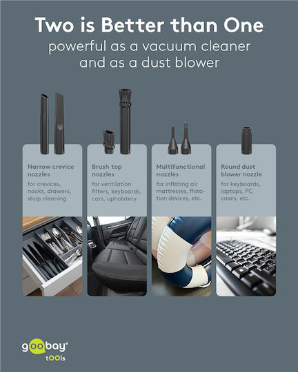 Goobay Car Hand Vacuum & Blower 2 In 1 Rechargeable 5V 120W