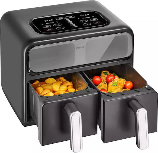 Amica Air Fryer with Double Detachable Bucket 8lt Black 1367586