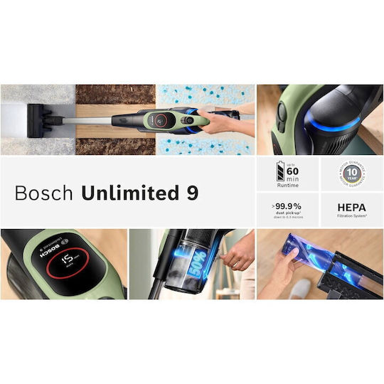 Bosch Unlimited 9 Rechargeable Stick Vacuum 18V Green