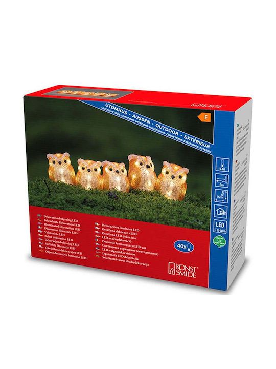 Set Figurină De Crăciun Iluminată Konstsmide Bufnițe 40 Leduri 10cm 5 Bucăți 6135-103