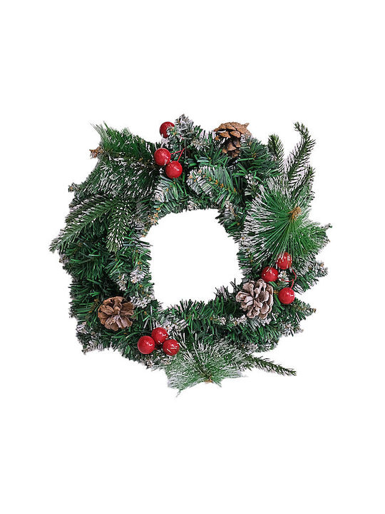 Decorative Fir Wreath Cones Cranberries Handmade 30 Cm