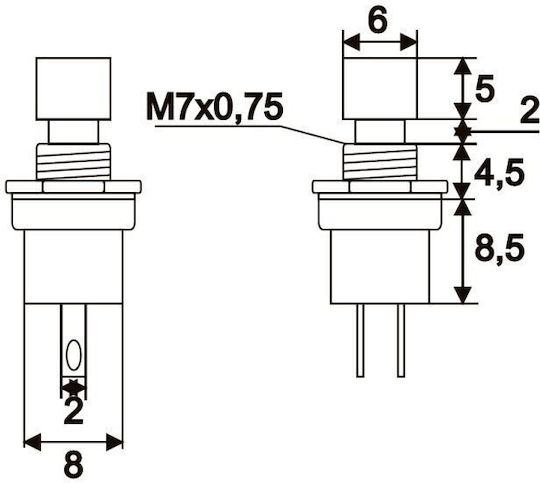 Set 5 Bucăți Buton 1 Circuit 1.5a-250v Off On Negru