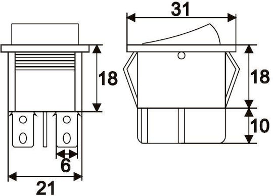 Set 5 Bucăți Comutatoare On-Off Tip Balansoar 1 Circuit 16A-250V Lumină Verde