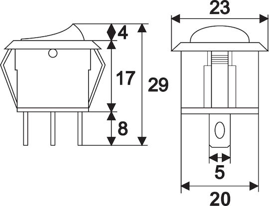 Set 5 Bucăți Comutatoare Balansoar 1 Circuit 6a-250v On-Off Lumini Albastre