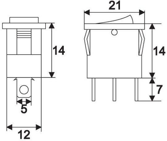 Set of 5 Pieces 1-Circuit 15A-12VDC Rocker Switch Off-On Green LED