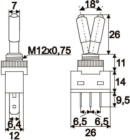 Set 2 Arm Switches 1 Circuit 20a-12vdc Off-on Red Led