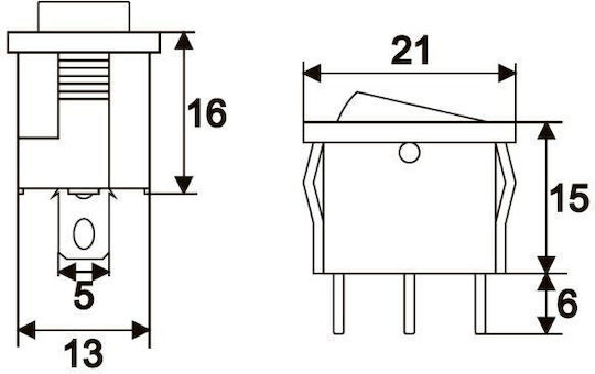 Set 5 Bucăți 1-circuit 6a-250v Comutator On-Off Balansoar Iluminare Galbenă