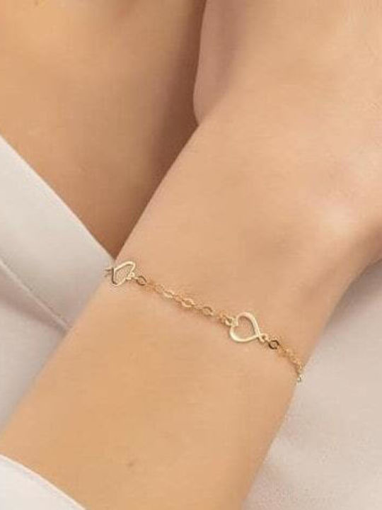 Eforo Kids Bracelet Chain from Gold 14K with Heart & Baby Girl