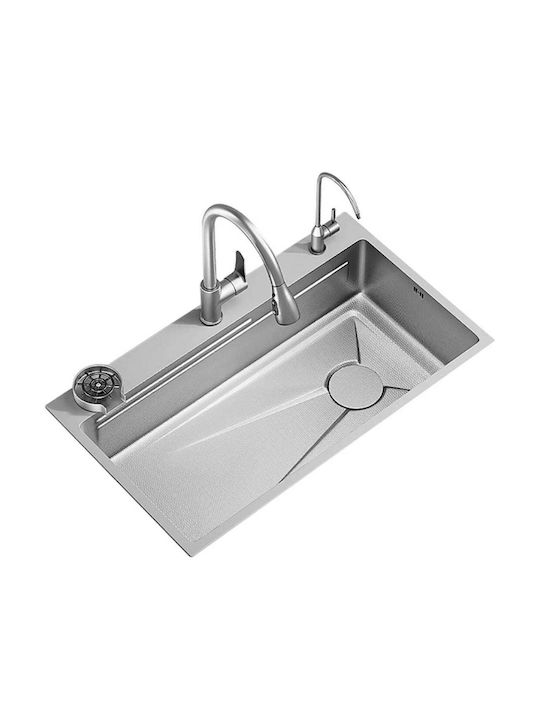 Alista Home Chiuvetă De Bucătărie Drop-In Inox Cu Robinet L75xL45cm Gri