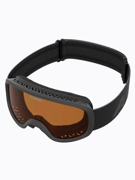 Alpina Piney 2.0 Ski & Snowboard Goggles Kids Black with Lens in Black Color