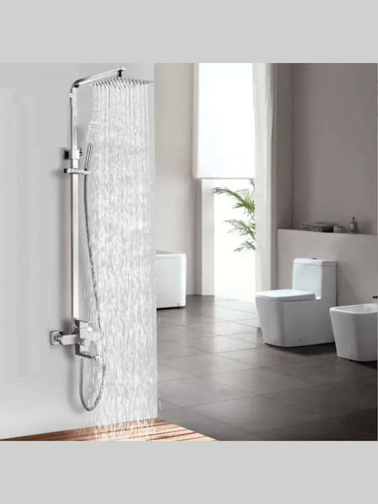 Alista Home Coloană De Duș Cu Mixer De Cadă Gri Reglabilă