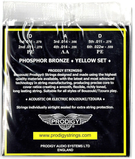 Prodigy Set of Bronze Strings for Tzouras - Prosphor Bronze 11 - 22"