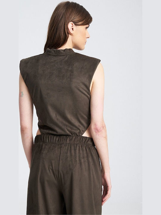 Women's Blouse Leather Khaki