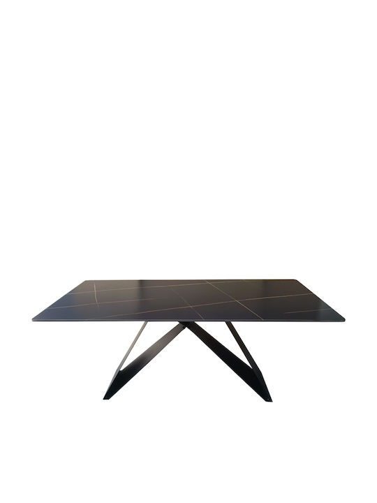Mapele Table Dining Room with Marble Surface Black 180x90x75cm