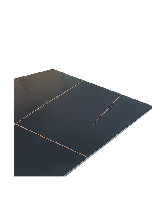Mapele Table Dining Room with Marble Surface Black 180x90x75cm