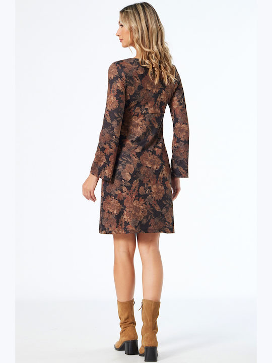 Mini Knitted Wrap Floral Dress