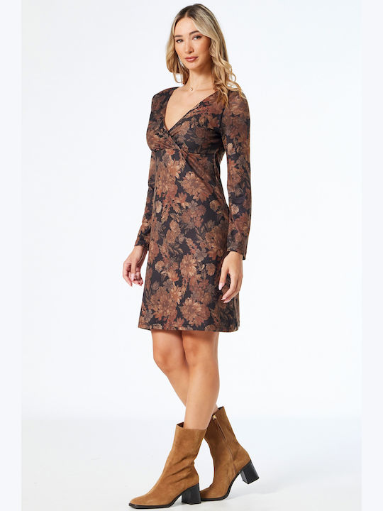 Mini Knitted Wrap Floral Dress