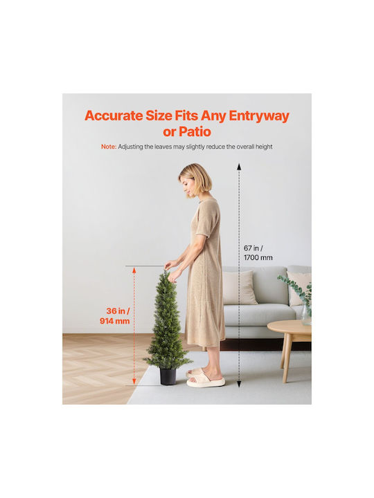 Vevor Artificial Cypress Topiary Set of 2 Plants 914 cm Fake Pine Tree Silk Looks Real Easy Assembly Decoration Front Porch Outdoor Patio Garden Balcony Yard Indoor Office