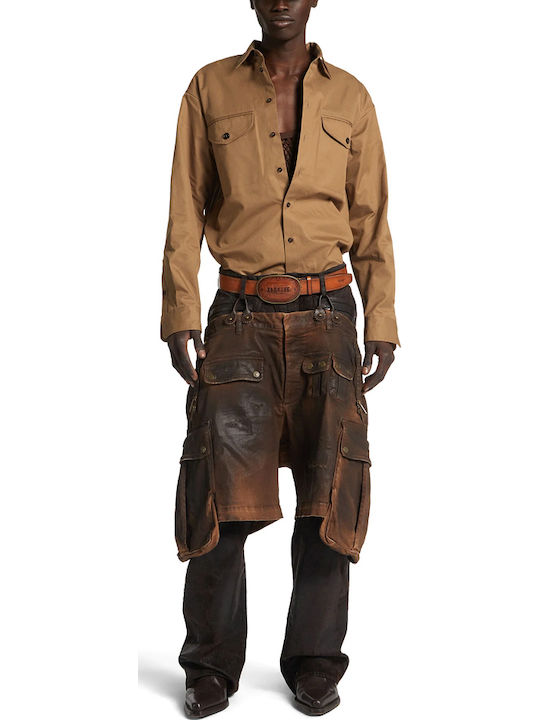 Long-sleeved Cotton Shirt Brown