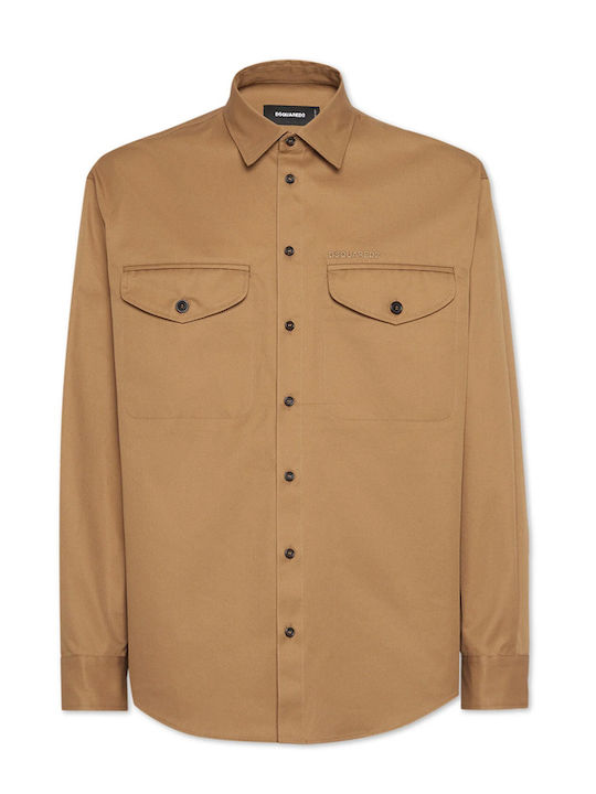 Long-sleeved Cotton Shirt Brown