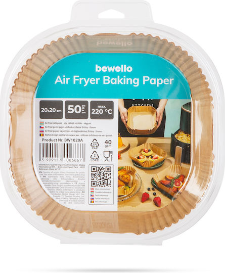 Alista Home Hârtii de Copt Antiaderente pentru Air Fryer 20x20cm 50 Bucăți