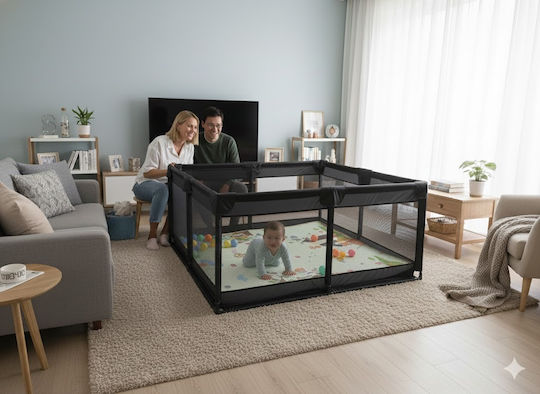 ForAll Πάρκο με Στρώμα Μαύρο 150x150cm