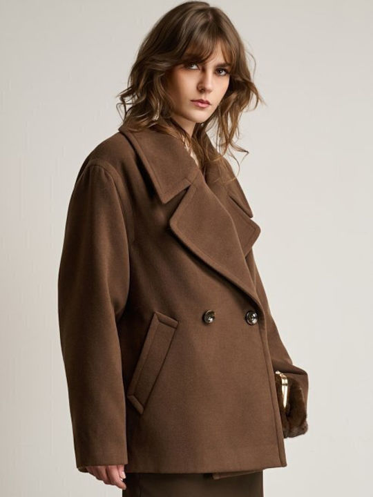 Γυναικείο Καφέ Παλτό Oversized