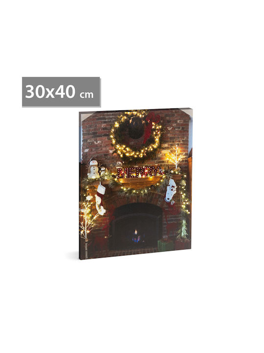 Pictură De Crăciun Cu Iluminare LED Suport 2 Baterii AA 30 X 40 Cm 58467