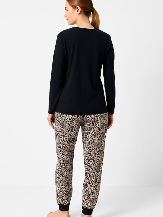 Cherry Winter Damen Pyjama-Set Black