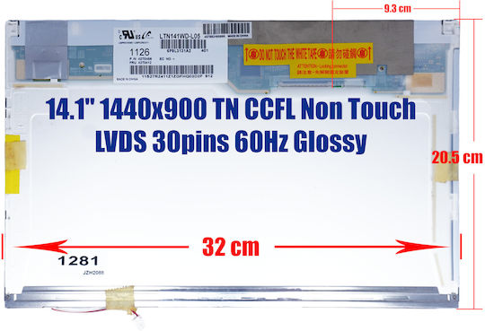 Οθόνη 14.1" 1440x900 Glossy 30 Pin για Laptop ''''
