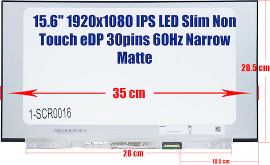 Monitor 15.6" IPS 1920x1080 Matte 30 Pin for Laptop LP156WFC SP F3 LP156WFC-SPD1 Lower Right No Brackets FHD