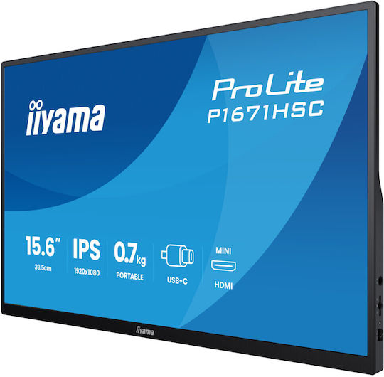 Iiyama ProLite IPS Portable Monitor 15.6" FHD 1920x1080 with Response Time 3ms GTG Gray