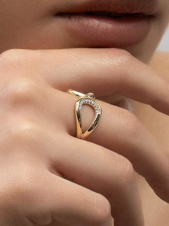 Eforo Дамски Пръстен с Циркони от Злато 14K