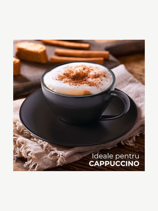 Miamio Set Căni Cappuccino De ceramică Negre 175ml 6buc