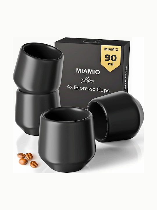 Miamio Σετ Φλιτζάνια Espresso Κεραμικά Μαύρα 90ml 4τμχ