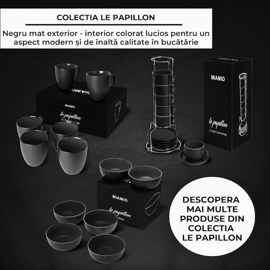 Miamio Set Căni Espresso De ceramică Negre 75ml 6buc