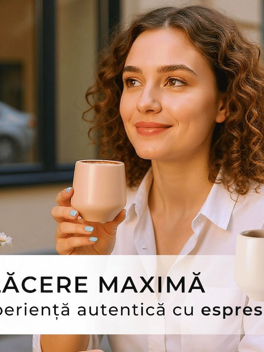 Miamio Σετ Φλιτζάνια Espresso Κεραμικά Μπεζ 90ml 4τμχ