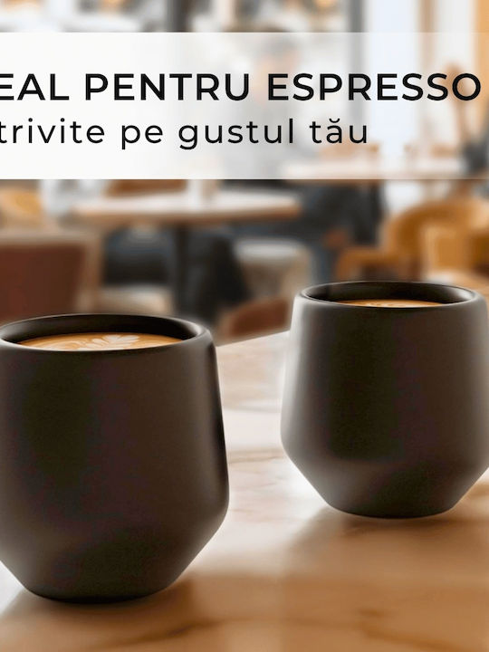 Miamio Σετ Φλιτζάνια Espresso Κεραμικά Μαύρα 90ml 4τμχ
