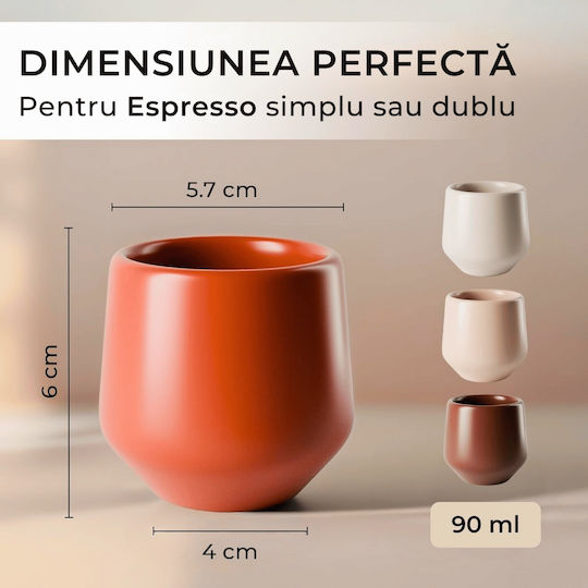 Miamio Σετ Φλιτζάνια Espresso Κεραμικά Μπεζ 90ml 4τμχ