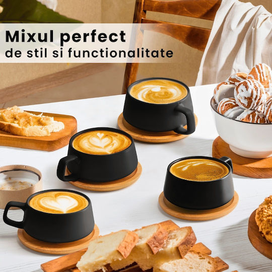 Miamio Set Tassen Cappuccino Bamboo Schwarz 320ml 4Stück